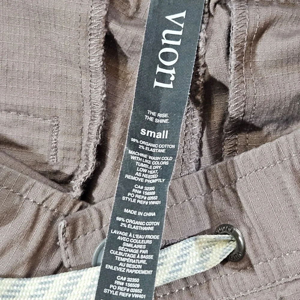Vuori Pants Unisex Small Brown Jogger Tapered Twill Elastic Waist Casual Pockets